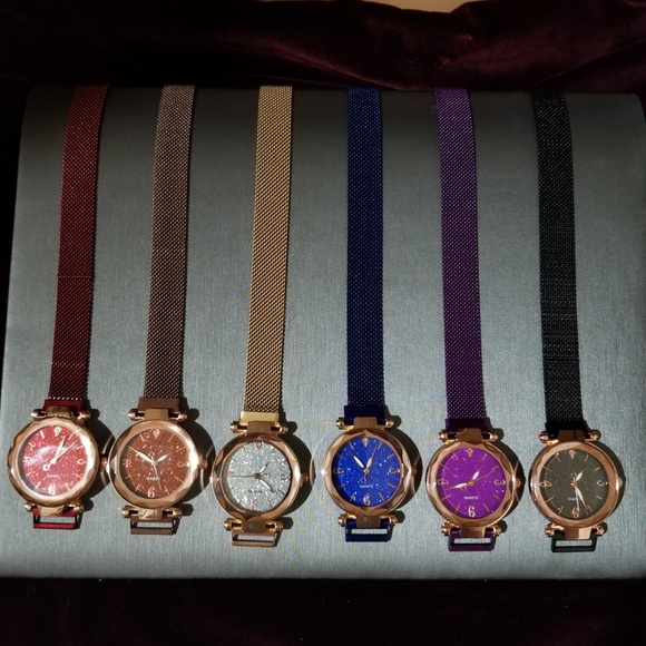 Rose Gold & Brown Magnetic Starry Sky Wrist Watch - Picture 6 of 8